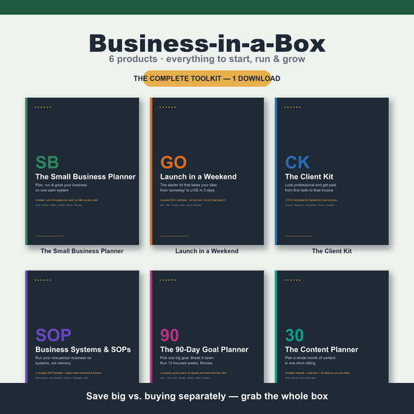 Small Business Starter Bundle: planner, launch kit, client templates, SOPs and planners