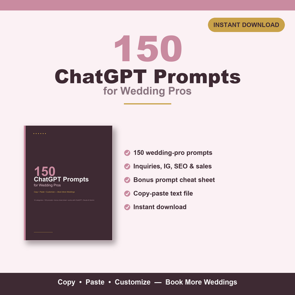 150 ChatGPT prompts for wedding vendors and planners