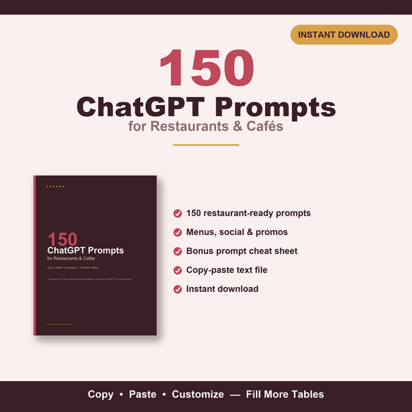 150 ChatGPT prompts for restaurants and cafes