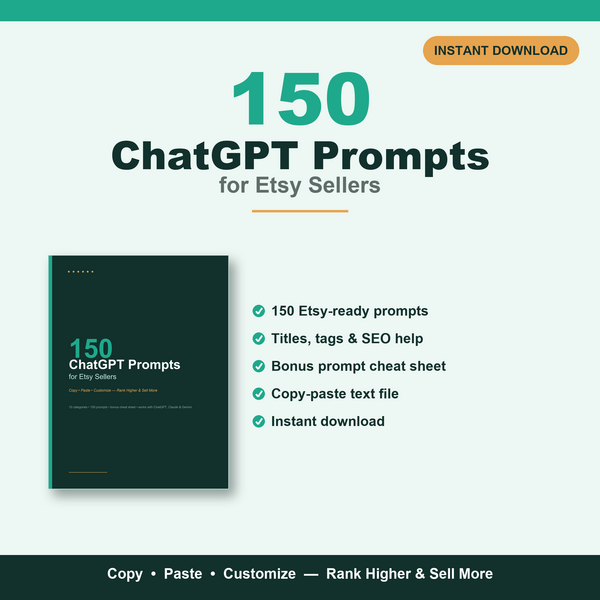 150 ChatGPT prompts for Etsy sellers
